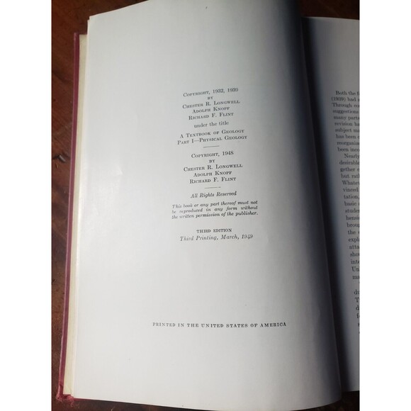 Antique 1948 - Physical Geology by Chester Longwell, Knopf, Flint - 3rd Edition - Picture 5 of 9